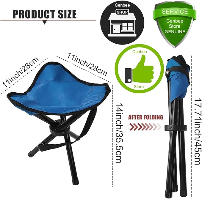 Travel Folding Camping Stool, (Sol·d by→Cenbee) Use Height 14" and Max Weight 300 lbs Outdoor Portable Party Chair Fishing Chair Seat for Camping Fishing Hiking Gardening and Beach Painting