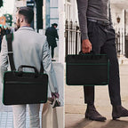 Hseok Laptop Shoulder Bag 15-15.6 inch Shockproof Water-Resistant HandBag with Small Case Compatible with MacBook Pro Neo 16" M5 M4 M3 M2 M1, Mac Pro Air 15", XPS 15/16, Most 15" 15.6" 16",BK-green