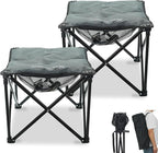 Padded Camping Stool, 18 Inch Oversized Camping Foot Rest, 500lb Camping Chairs Outdoor Footstool Portable Camping Ottoman for Camping Gardening Fishing w/Storage Net Carry Bag(2, DarkGreen)