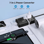 2000W Voltage Converter US to Europe for Hair Dryers, 7-in-1 220V to 110V Converter for European Travel with 3 AC/2 USBA/2 USBC Ports, Universal Power Converter Adapter Combo with EU/UK/IT/AU (Black)