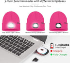 ATNKE LED Lighted Beanie Hat,USB Rechargeable 4 LED Running Headlamp Bright Cap with The Light Gifts for Men and Women