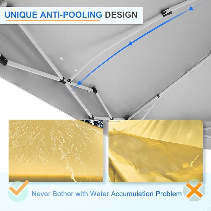 EAGLE PEAK Pop Up Canopy Tent with 1 Sidewall, Easy Setup Event Tent, Outdoor Sun Shade, Wheeled Carry Bag, Stakes and Guy Ropes, Instant Canopy 12x12, Beige