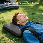 Inflatable Seat Cushion, Self Inflating Memory Foam Stadium Seat Cushion Lightweight Camping Chair Pad Airplane Cushion for Long Flights Outdoor Travel Bleacher Office Car Backpacking (Grey)