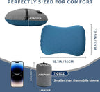 AIRSPIRIT Inflatable Camping Pillow Ultralight Adjustable Firmness, TPU Travel Pillow for Neck & Lumbar Support, Hiking, Backpacking, Airplane, Car Travel & Beach with Removable Washable Cover (Blue)