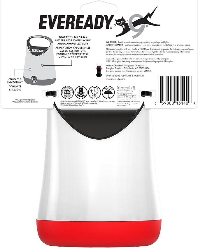 Eveready LED Camping Lantern X-250, Bright Tent Lights, Rugged Water Resistant LED Lanterns, 100 Hour Run-time, Red and Black (Pack of 2)