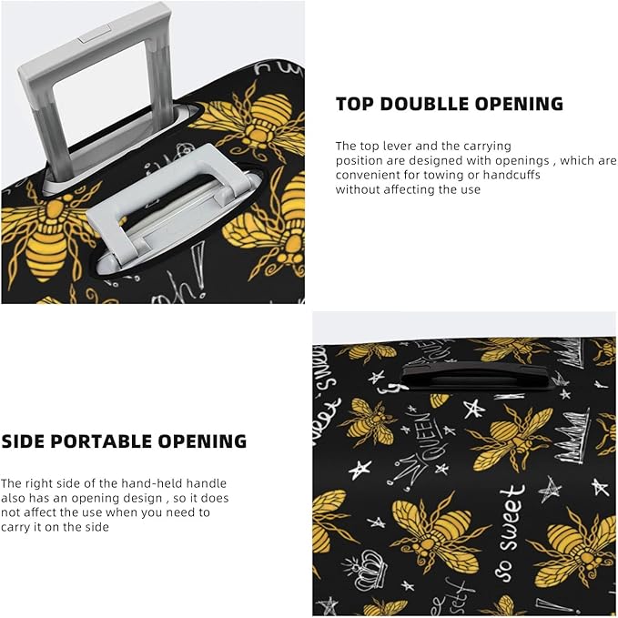 Travel Luggage Cover Suitcase Protector, Honey Bees Golden Luxury Thicker Washable Elastic Stretch Anti-scratch Luggage Sleeve with Concealed Zipper for Wheeled Suitcase Fits 29-32 Inch Luggage
