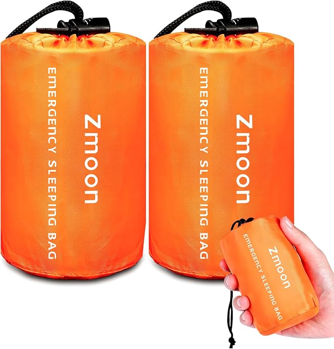 Zmoon Emergency Sleeping Bag Survival Bag, Portable Waterproof Thermal Bivy Sacks,Bivvy Bags,Camping Mylar Sleeping Bag Survival Gear Emergency Blankets Survival Shelter