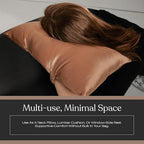 Lunya Washable Silk Travel Pillow – Soft Mulberry Silk Neck Pillow with Zipper Pillow Insert, Adjustable Fill, and Snap Straps – Travel Essential for Plane, Car, or Home - Hidden Nest - One Size