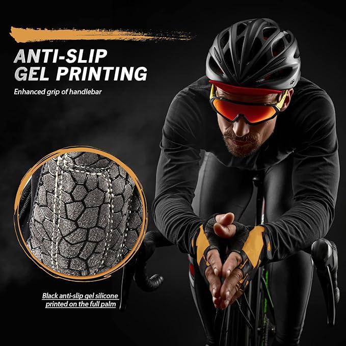Bike Gloves for Men Women with Anti-Slip Shock-Absorbing Pad, Light Weight Half-Finger Cycling Gloves