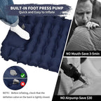 Camping Sleeping Pad, Connectable Design for Double Mat, Ultralight Inflatable Sleeping Mat with Pillow, Built-in Foot Pump, Portable Camping Air Mattress for Backpacking Hiking Tent (Navy)