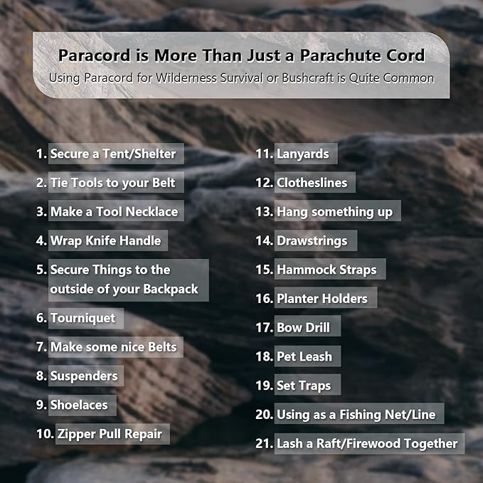 WILDAIR 550lb Paracord Parachute Cord Lanyard Ropes Heavy-Duty Strong Rope-7 Triple Strands 100FT Outdoor Camping (Desert Camo)