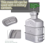 Boundless Voyage 1100ml Titanium Military Canteen & 750ml+400ml Mess Kit Set Ultralight Camping Bottle and Cookware with Folding Handle, Hanging Rope for Outdoor Cooking, Hiking, Backpacking Ti2049C