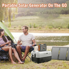Portable Solar Generator, 300W Portable Power Station with Foldable 60W Solar Panel, 110V Pure Sine Wave 280Wh Lithium Battery Pack with USB DC AC Outlet for Home Use RV Van Outdoor Camping-Orange