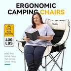 Oversized Camping Chair for Adults – Heavy Duty Folding Chair with Cup Holders, Storage Pocket & Carry Bag – Outdoor Padded Camp Chair for Camping, Backyard, Fishing & Sports – Supports 400lbs