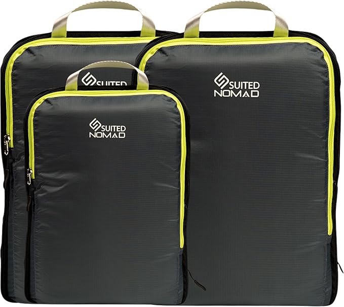 6 Set/3 Set Ultralight Compression Packing Cubes, Suitcase and Backpack Travel Organizer Bags (Shadow Gray, 3Piece)