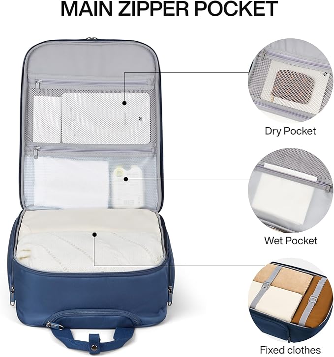 Hanke Softside Expandable Underseat Carry On Luggage for Airplanes,Travel Luggage Rolling Bag Personal Item Bag Small Suitcase,Blue,16-Inch