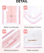 BAGSMART Clear Toiletry Bag, 2 Pack TSA Approved Carry on Travel Accessories Bag Airport Airline Quart Size Bags Water Repellent Makeup Cosmetic Bag for Women (Pink-2pcs)