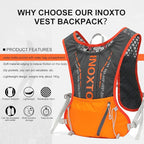 INOXTO Hydration Vest Backpack,Lightweight Water Running Vest Pack with 1.5L Water Bladder Bag Daypack for Hiking Trail Running Cycling Race Marathon for Women Men