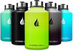 HYDRO CELL Stainless Steel Insulated Water Bottle with Straw - For Cold & Hot Drinks - Metal Vacuum Flask with Screw Cap and Modern Leakproof Sport Thermos for Adults (Neon 64oz)