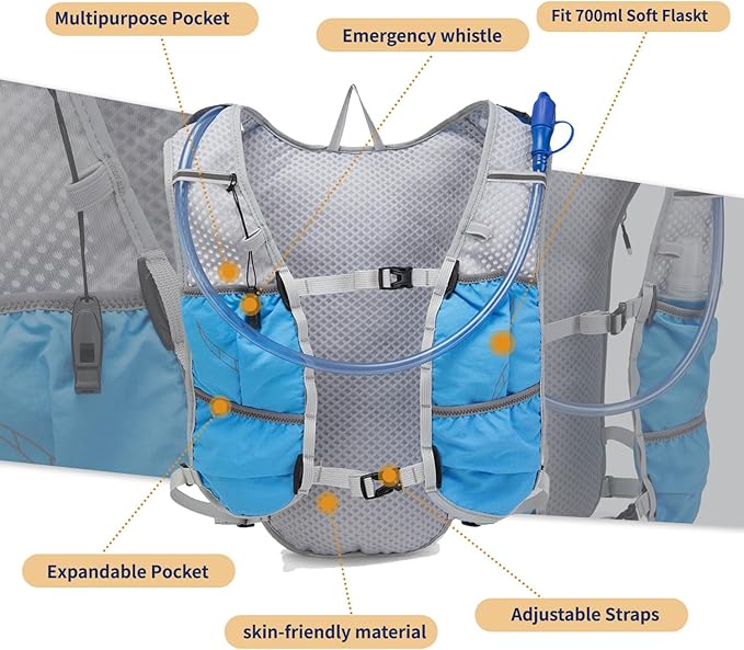 Lightweight Running Vest for Women and Men Hydration Backpack Pack with 1.5L Water Bladder Bag for Hiking Trail Running Gear Cycling Marathon