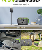 200W Portable Power Station, SinKeu 42000mAh Solar Generator With 110V AC Outlet, DC, USB C, USB QC3.0, 155Wh Backup Battery Pack Power Supply for Camping Essential Road Trip Home Outdoor Emergency