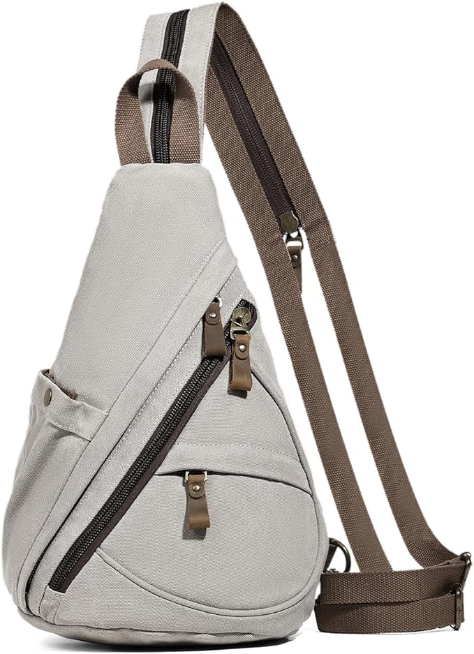 KL928 Canvas Sling Bag - Small Crossbody Backpack Shoulder Casual Daypack Rucksack for Men Women(Large Version)