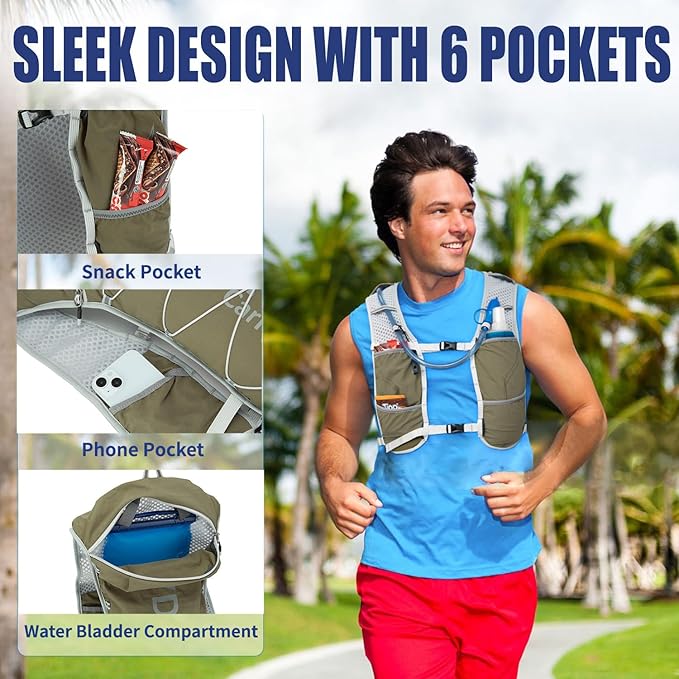 Lightweight Running Vest for Women and Men Hydration Backpack Pack with 1.5L Water Bladder Bag for Hiking Trail Running Gear Cycling Marathon