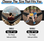 Grassman Camping Hammock Double & Single Portable Hammock with Tree Straps, Lightweight Nylon Parachute Hammocks Camping Accessories Gear for Indoor Outdoor Backpacking, Travel, Hiking, Beach