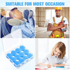 Frienda 21 Pairs Ear Plugs for Sleeping Reusable Moldable Silicone Earplugs Soft Noise Cancelling Earplugs Sound Blocking Ear Plugs with Case for Swimming Concert 32dB NRR (Blue)