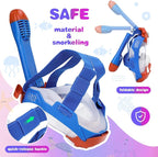 Full Face Snorkel Mask for Kids 4-16, 180 Degree Panoramic View Snorkeling Set Anti-Fog Anti-Leak, Foldable Dry Top Snorkeling Gear for Kids