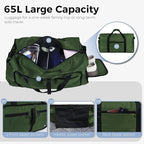 Fmeida 65L Duffle Bag with Shoes Compartment, Foldable Travel Duffel Bags for Men Women, Large Packable Travel Bag Water Repellent & Tear Resistant (Green)