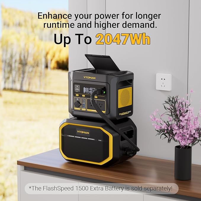 VTOMAN FlashSpeed 600 Portable Power Station 600W (1200W Peak) - 499Wh Solar Generator with LiFePO4 Battery Pack, 100W USB-C/110V AC, 60 Min Fast Charging 0-80% for Camping, Fishing, Blackout, RVs