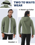 WULFUL Men's Softshell Jacket Waterproof Lightweight Insulated Windbreaker Fleece Lined Rain Shell Jacket for Hiking Travel