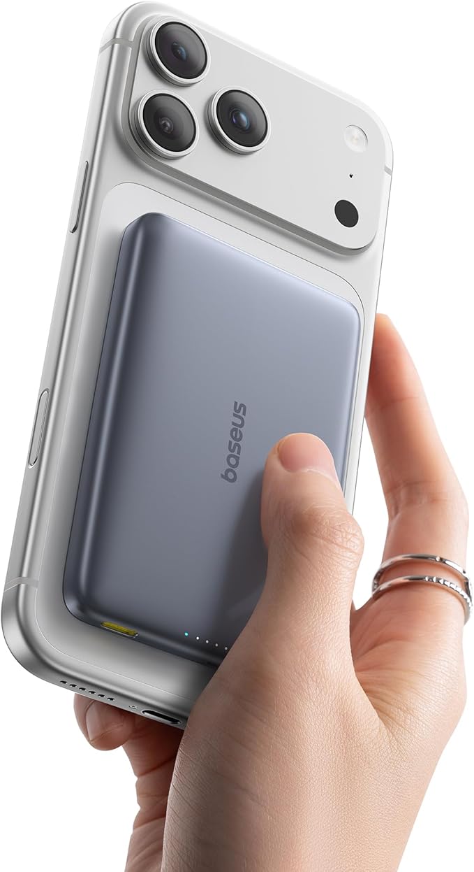 Baseus Picogo Magsafe Portable Charger for MagSafe Portable Charger Qi2 Certified 15W Wireless Magnetic Power Bank 10000mAh with USB-C Cable