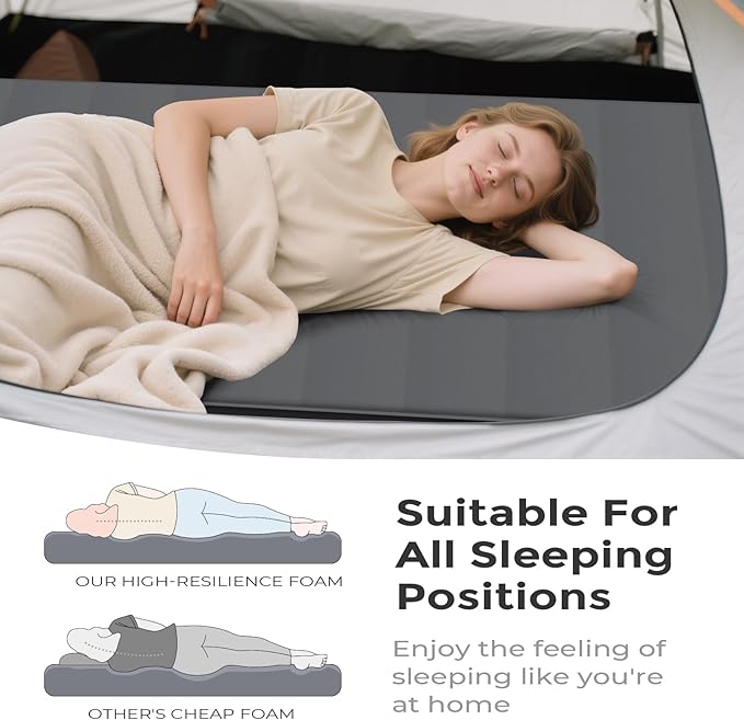 Self-Inflating Sleeping Pad with Portable Electric Air Pump, 4in Thick Memory Foam Camping Mattress for Tent Cot & Car Travel, Fast Inflate & Deflate Camping Pad