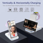 Wireless Charging Station for Samsung/Android, Fast Wireless Watch Charger Station Compatible for Samsung Galaxy S25 Ultra/S24/S23+/Z Flip 7/6 Fold 7/6, Watch8/7/Pro/Active 2 Galaxy Buds3/2 Pro(White)