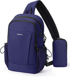 ECOHUB Crossbody Bags for Women Men, Anti-Theft RFID Blocking Roomy Sling Backpack with Sturdy SBS Zippers Water Resistant Chest Shoulder Bag Daypack with 9 Pockets Casual Walk Outdoor, Blue