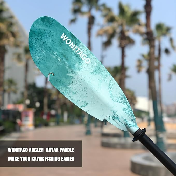 Angler Kayak Paddles Aluminum Paddle with Plastic Blades and Paddle Leash, Floating Adjustable Fishing Kayak Oars, 3 Piece, 230-250cm/90-98 inch