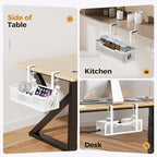 2 Pack Under Desk Cable Management Box White, Cinati 26.8" Wire Organizers No Drill, Cord Organization Tray with Clamp for Office, Home - No Damage to Desk