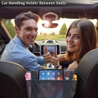 WLLWOO Car Net Pocket Handbag Holder Between Seats Back Storage Organizer Purse Holder for Console Front Seat Storage Barrier
