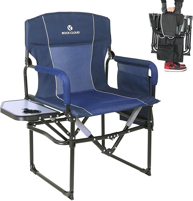 ROCK CLOUD Folding Camping Chair with Storage Pocket and Side Table Compact Portable Camp Chairs Outdoor for Camp Lawn Hiking Fishing Sports