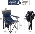 Oversized Folding Camping Chair,Heavy Duty Padded Portable Lawn Chair,Soft&Comfortable,Tear-Resistant Fabric,w/2Extra Large Cup Holder,Storage Pocket,Carry Bag,Outdoor Beach Garden Fishing.Dark Blue