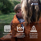 Horizon Hound Down Camping Blanket - Outdoor Travel Quilt | Sustainable, Insulated, Lightweight & Warm Gear for Sleep, Camping, Stadium, Hiking & Festivals | Water Resistant, Packable & Compact