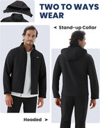 WULFUL Men's Softshell Jacket Waterproof Lightweight Insulated Windbreaker Fleece Lined Rain Shell Jacket for Hiking Travel