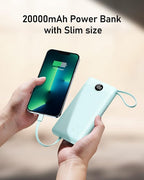 VEEKTOMX Portable Charger Built-in Cables, 20000mAh Power Bank for iPhone, Fast Charge USB C Battery Pack Travel Essentials Powerbank Compatible with iPhone 17/16/15/14, Samsung S25/24, Android, etc