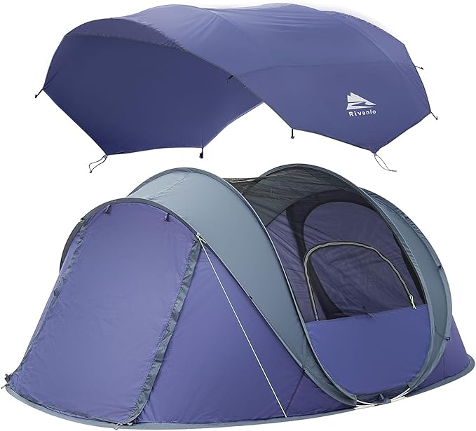 4/6 Person Easy Pop Up Tent, Waterproof, Automatic Setup,2 Doors-Instant Family Tents for Camping, Hiking & Traveling