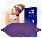 Mavogel Cotton Sleep Eye Mask - Breathable Light Blocking Sleep Mask, Soft Comfortable Night Eye Mask for Men Women, Eye Cover for Travel/Sleeping/Shift Work, Includes Travel Pouch (Purple)