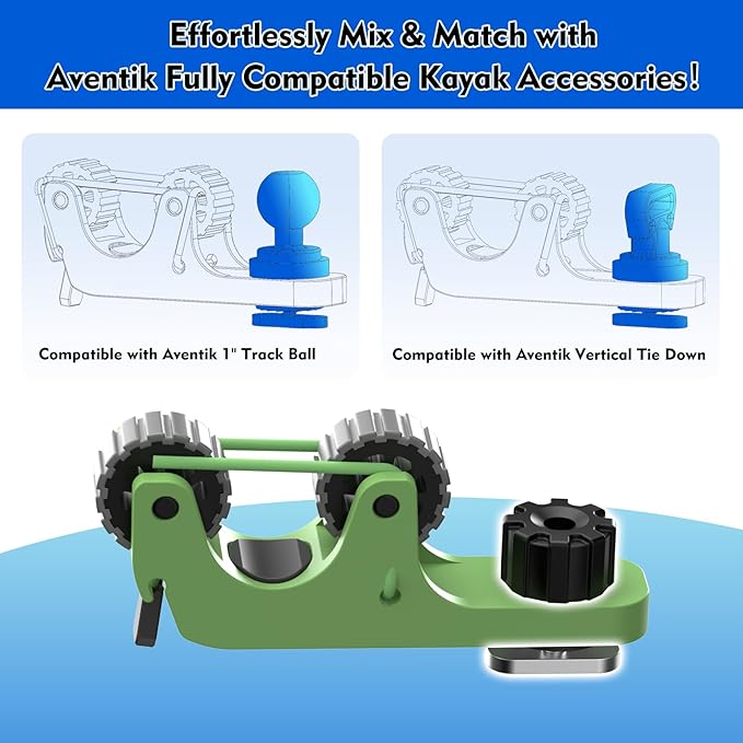 1006 2 PCS Adjustable Kayak Paddle Holder Track Mount Fits Various Shaft Diameters –Universal Rail Mount for Paddle, Fishing Rod, Net – Kayak Accessories for Fishing & Touring