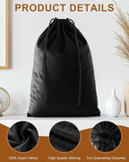FantasyLife Shoe Bags for Travel, Washable Dust Bags for Storage & Packing, Flannel Shoe Pouch with Drawstring Closure for Purses, Handbags, Shoes & Toys (4, Black Beauty, 17.3"x12.6")