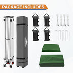 EAGLE PEAK Pop Up Canopy Tent with 1 Sidewall, Easy Setup Event Tent, Outdoor Sun Shade, Wheeled Carry Bag, Stakes and Guy Ropes, Instant Canopy 10x10, Green